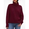 imagePRETTYGARDEN Womens Turtleneck Long Sleeve Sweater 2025 Fall Trendy Loose Fit Casual Tops Chunky Knit Pullover SweatersWine Red
