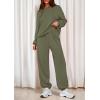 imagePRETTYGARDEN Womens Two Piece Lounge Sets 2025 Fall Airport Outfits Long Sleeve Pullover Tops Sweatpants Matching ClothingArmy Green