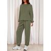 imagePRETTYGARDEN Womens Two Piece Lounge Sets 2025 Fall Airport Outfits Long Sleeve Pullover Tops Sweatpants Matching ClothingArmy Green