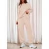 imagePRETTYGARDEN Womens Two Piece Lounge Sets 2025 Fall Airport Outfits Long Sleeve Pullover Tops Sweatpants Matching ClothingBeige