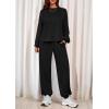 imagePRETTYGARDEN Womens Two Piece Lounge Sets 2025 Fall Airport Outfits Long Sleeve Pullover Tops Sweatpants Matching ClothingBlack