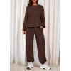 imagePRETTYGARDEN Womens Two Piece Lounge Sets 2025 Fall Airport Outfits Long Sleeve Pullover Tops Sweatpants Matching ClothingBrown
