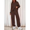imagePRETTYGARDEN Womens Two Piece Lounge Sets 2025 Fall Airport Outfits Long Sleeve Pullover Tops Sweatpants Matching ClothingBrown