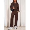 imagePRETTYGARDEN Womens Two Piece Lounge Sets 2025 Fall Airport Outfits Long Sleeve Pullover Tops Sweatpants Matching ClothingBrown
