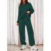 imagePRETTYGARDEN Womens Two Piece Lounge Sets 2025 Fall Airport Outfits Long Sleeve Pullover Tops Sweatpants Matching ClothingDark Green