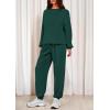imagePRETTYGARDEN Womens Two Piece Lounge Sets 2025 Fall Airport Outfits Long Sleeve Pullover Tops Sweatpants Matching ClothingDark Green