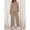 imagePRETTYGARDEN Womens Two Piece Lounge Sets 2025 Fall Airport Outfits Long Sleeve Pullover Tops Sweatpants Matching ClothingKhaki