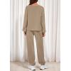 imagePRETTYGARDEN Womens Two Piece Lounge Sets 2025 Fall Airport Outfits Long Sleeve Pullover Tops Sweatpants Matching ClothingKhaki