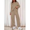 imagePRETTYGARDEN Womens Two Piece Lounge Sets 2025 Fall Airport Outfits Long Sleeve Pullover Tops Sweatpants Matching ClothingKhaki