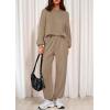 imagePRETTYGARDEN Womens Two Piece Lounge Sets 2025 Fall Airport Outfits Long Sleeve Pullover Tops Sweatpants Matching ClothingKhaki