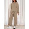 imagePRETTYGARDEN Womens Two Piece Lounge Sets 2025 Fall Airport Outfits Long Sleeve Pullover Tops Sweatpants Matching ClothingKhaki