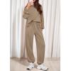 imagePRETTYGARDEN Womens Two Piece Lounge Sets 2025 Fall Airport Outfits Long Sleeve Pullover Tops Sweatpants Matching ClothingKhaki