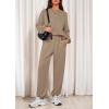 imagePRETTYGARDEN Womens Two Piece Lounge Sets 2025 Fall Airport Outfits Long Sleeve Pullover Tops Sweatpants Matching ClothingKhaki