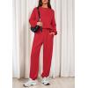 imagePRETTYGARDEN Womens Two Piece Lounge Sets 2025 Fall Airport Outfits Long Sleeve Pullover Tops Sweatpants Matching ClothingRed