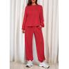 imagePRETTYGARDEN Womens Two Piece Lounge Sets 2025 Fall Airport Outfits Long Sleeve Pullover Tops Sweatpants Matching ClothingRed