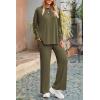 imagePRETTYGARDEN Womens Two Piece Lounge Sets Matching Long Sleeve Shirts Wide Leg Pants Tracksuits Travel Outfits Fall ClothesArmy Green
