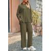 imagePRETTYGARDEN Womens Two Piece Lounge Sets Matching Long Sleeve Shirts Wide Leg Pants Tracksuits Travel Outfits Fall ClothesArmy Green