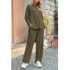 imagePRETTYGARDEN Womens Two Piece Lounge Sets Matching Long Sleeve Shirts Wide Leg Pants Tracksuits Travel Outfits Fall ClothesArmy Green