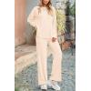 imagePRETTYGARDEN Womens Two Piece Lounge Sets Matching Long Sleeve Shirts Wide Leg Pants Tracksuits Travel Outfits Fall ClothesBeige