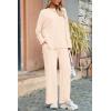 imagePRETTYGARDEN Womens Two Piece Lounge Sets Matching Long Sleeve Shirts Wide Leg Pants Tracksuits Travel Outfits Fall ClothesBeige