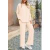 imagePRETTYGARDEN Womens Two Piece Lounge Sets Matching Long Sleeve Shirts Wide Leg Pants Tracksuits Travel Outfits Fall ClothesBeige