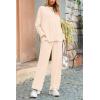 imagePRETTYGARDEN Womens Two Piece Lounge Sets Matching Long Sleeve Shirts Wide Leg Pants Tracksuits Travel Outfits Fall ClothesBeige