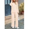 imagePRETTYGARDEN Womens Two Piece Lounge Sets Matching Long Sleeve Shirts Wide Leg Pants Tracksuits Travel Outfits Fall ClothesBeige