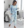 imagePRETTYGARDEN Womens Two Piece Loungewear Fall Casual Long Sleeve Tops Jogger Pants Pajama Sets Matching Outfits ClothingBlue