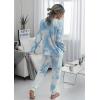imagePRETTYGARDEN Womens Two Piece Loungewear Fall Casual Long Sleeve Tops Jogger Pants Pajama Sets Matching Outfits ClothingBlue