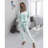 imagePRETTYGARDEN Womens Two Piece Loungewear Fall Casual Long Sleeve Tops Jogger Pants Pajama Sets Matching Outfits ClothingGreen