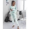 imagePRETTYGARDEN Womens Two Piece Loungewear Fall Casual Long Sleeve Tops Jogger Pants Pajama Sets Matching Outfits ClothingGreen