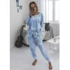 imagePRETTYGARDEN Womens Two Piece Loungewear Fall Casual Long Sleeve Tops Jogger Pants Pajama Sets Matching Outfits ClothingGrey