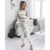 imagePRETTYGARDEN Womens Two Piece Loungewear Fall Casual Long Sleeve Tops Jogger Pants Pajama Sets Matching Outfits ClothingKhaki