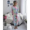 imagePRETTYGARDEN Womens Two Piece Loungewear Fall Casual Long Sleeve Tops Jogger Pants Pajama Sets Matching Outfits ClothingMulticolor