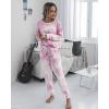 imagePRETTYGARDEN Womens Two Piece Loungewear Fall Casual Long Sleeve Tops Jogger Pants Pajama Sets Matching Outfits ClothingPink