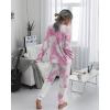 imagePRETTYGARDEN Womens Two Piece Loungewear Fall Casual Long Sleeve Tops Jogger Pants Pajama Sets Matching Outfits ClothingPink