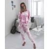 imagePRETTYGARDEN Womens Two Piece Loungewear Fall Casual Long Sleeve Tops Jogger Pants Pajama Sets Matching Outfits ClothingPink
