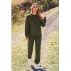 imagePRETTYGARDEN Womens Two Piece Loungewear Fall Casual Long Sleeve Tops Jogger Pants Pajama Sets Matching Outfits ClothingSolid Army Green