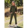 imagePRETTYGARDEN Womens Two Piece Loungewear Fall Casual Long Sleeve Tops Jogger Pants Pajama Sets Matching Outfits ClothingSolid Army Green