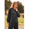 imagePRETTYGARDEN Womens Two Piece Loungewear Fall Casual Long Sleeve Tops Jogger Pants Pajama Sets Matching Outfits ClothingSolid Dark Grey