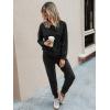 imagePRETTYGARDEN Womens Two Piece Loungewear Fall Casual Long Sleeve Tops Jogger Pants Pajama Sets Matching Outfits ClothingSolidblack