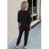 imagePRETTYGARDEN Womens Two Piece Loungewear Fall Casual Long Sleeve Tops Jogger Pants Pajama Sets Matching Outfits ClothingSolidblack