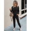 imagePRETTYGARDEN Womens Two Piece Loungewear Fall Casual Long Sleeve Tops Jogger Pants Pajama Sets Matching Outfits ClothingSolidblack