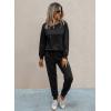 imagePRETTYGARDEN Womens Two Piece Loungewear Fall Casual Long Sleeve Tops Jogger Pants Pajama Sets Matching Outfits ClothingSolidblack