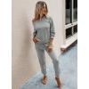 imagePRETTYGARDEN Womens Two Piece Loungewear Fall Casual Long Sleeve Tops Jogger Pants Pajama Sets Matching Outfits ClothingSolidgrey