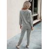 imagePRETTYGARDEN Womens Two Piece Loungewear Fall Casual Long Sleeve Tops Jogger Pants Pajama Sets Matching Outfits ClothingSolidgrey