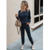 imagePRETTYGARDEN Womens Two Piece Loungewear Fall Casual Long Sleeve Tops Jogger Pants Pajama Sets Matching Outfits ClothingSolidnavy