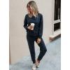imagePRETTYGARDEN Womens Two Piece Loungewear Fall Casual Long Sleeve Tops Jogger Pants Pajama Sets Matching Outfits ClothingSolidnavy