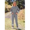 imagePRETTYGARDEN Womens Two Piece Loungewear Fall Casual Long Sleeve Tops Jogger Pants Pajama Sets Matching Outfits ClothingStriped Grey