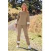 imagePRETTYGARDEN Womens Two Piece Loungewear Fall Casual Long Sleeve Tops Jogger Pants Pajama Sets Matching Outfits ClothingStriped Khaki